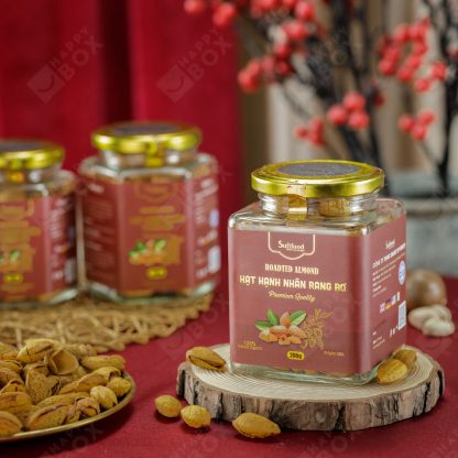 Hạt hạnh nhân rang bơ Sufifoods hũ thủy tinh vuông 200g